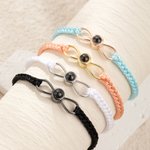 Bracelet tressé personnalisé avec projection de photos à l'infini et texte en 100 langues Anniversaire Saint-Valentin Cadeau commémoratif pour ami(e),