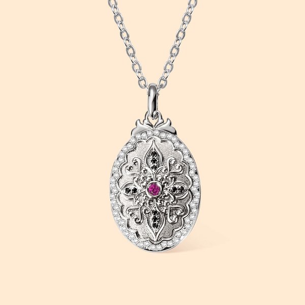 Collana personalizzata con medaglione vintage di rubino, pietra preziosa e zircone, regalo di compleanno e San Valentino per le donne