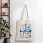 Personalized Multicolour Canvas Bag Handbag with Name and Initial Teacher Appreciation Back to School Gift for Teacher