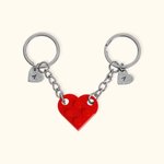 Portachiavi personalizzato a blocchi abbinati con cuore iniziale inciso Tag 2 pezzi San Valentino Anniversario regalo per la coppia amico