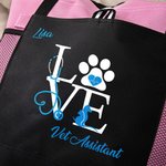 Borsa personalizzata Love Veterinary Technician Tote Bag con nome Regalo di grande capacità per la settimana del veterinario per gli amanti degli animali.