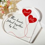 Plaque Acrylique Personnalisée Deux Coeurs Joints par l'Amour Plaque Acrylique avec Noms de Couple Cadeau d'Anniversaire de Saint Valentin pour Couple