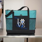 Borsa personalizzata Love Veterinary Technician Tote Bag con nome Regalo di grande capacità per la settimana del veterinario per gli amanti degli animali.