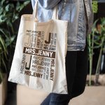 Personalized Multicolour Canvas Bag Handbag with Name and Initial Teacher Appreciation Back to School Gift for Teacher