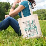 Personalized Multicolour Canvas Bag Handbag with Name and Initial Teacher Appreciation Back to School Gift for Teacher