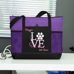 Borsa personalizzata Love Veterinary Technician Tote Bag con nome Regalo di grande capacità per la settimana del veterinario per gli amanti degli animali.