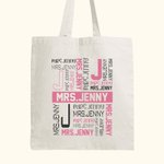 Personalized Multicolour Canvas Bag Handbag with Name and Initial Teacher Appreciation Back to School Gift for Teacher
