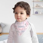 Personalisierte Baumwolle Baby-Lätzchen mit Namen und Datum Taufe Tag Baby Dusche Geschenk für Baby neue Eltern