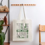 Personalized Multicolour Canvas Bag Handbag with Name and Initial Teacher Appreciation Back to School Gift for Teacher