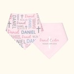 Personalisierte Baumwolle Baby-Lätzchen mit Namen und Datum Taufe Tag Baby Dusche Geschenk für Baby neue Eltern