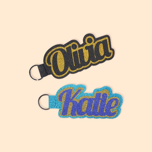 Gepersonaliseerde Vilten Glitter Naam Label Cheer sleutelhanger Rugzak Label Team Cheerleading Gift voor Tieners