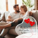 Plaque Acrylique Personnalisée Deux Coeurs Joints par l'Amour Plaque Acrylique avec Noms de Couple Cadeau d'Anniversaire de Saint Valentin pour Couple