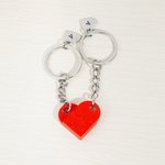 Portachiavi personalizzato a blocchi abbinati con cuore iniziale inciso Tag 2 pezzi San Valentino Anniversario regalo per la coppia amico