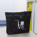 Borsa personalizzata Love Veterinary Technician Tote Bag con nome Regalo di grande capacità per la settimana del veterinario per gli amanti degli animali.