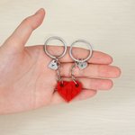 Portachiavi personalizzato a blocchi abbinati con cuore iniziale inciso Tag 2 pezzi San Valentino Anniversario regalo per la coppia amico