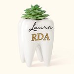 Gepersonaliseerde molaar vaas tand planter tandheelkundige pen houder Desk Decor met titel en naam Office Graduation Gift voor tandarts mondhygiënist