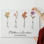 Personalisierte Aquarell Geburt Blume Canvas rahmenlose Malerei Geschenk für Großmutter Mutter