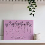 Personalised Line Art Birth Flower Canvas Frameless Painting Gift for Grandmother Mother