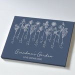 Personalised Line Art Birth Flower Canvas Frameless Painting Gift for Grandmother Mother