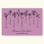 Personalised Line Art Birth Flower Canvas Frameless Painting Gift for Grandmother Mother