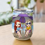 Personalized Besties Forever Not Sisters by Blood But Sisters by Heart Wine Tumbler Birthday Gift for Sisters