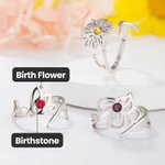 Personlig fødselsblomstring med fødselsstein Justerbare smykker Jubileum Bursdagsgave til henne