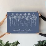 Personalised Line Art Birth Flower Canvas Frameless Painting Gift for Grandmother Mother
