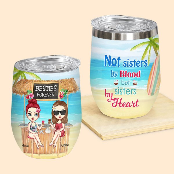 Bicchiere da vino personalizzato Non sorelle per sangue, ma sorelle per cuore Regalo di compleanno per sorelle e amiche