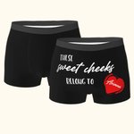 Personalized These Sweet Cheeks Belong to Heart Men Boxer Briefs Underwear with Name Valentine's Day Anniversary Gift for Boyfriend Husband
