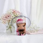 Gepersonaliseerde Schattige Highland Koe 12oz Food-Grade Roestvrij Staal Sippy Cup met Naam Verjaardagskinderdag Cadeau voor Kinderen Highland Koe Lie
