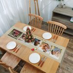 Gepersonaliseerd familie fotocollage tafelkleed met naam eetkamer decoratie verjaardag housewarming cadeau voor familie