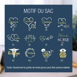 Sac Tote Personnalisé avec Nom ou Titre Sac avec Fermeture Éclair Grande Capacité Cadeau Semaine de l'Infirmière Fin d'Études pour Personnel Médical