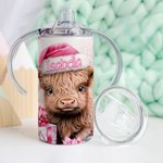 Gepersonaliseerde Schattige Highland Koe 12oz Food-Grade Roestvrij Staal Sippy Cup met Naam Verjaardagskinderdag Cadeau voor Kinderen Highland Koe Lie