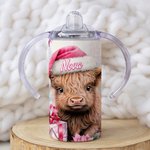 Gepersonaliseerde Schattige Highland Koe 12oz Food-Grade Roestvrij Staal Sippy Cup met Naam Verjaardagskinderdag Cadeau voor Kinderen Highland Koe Lie