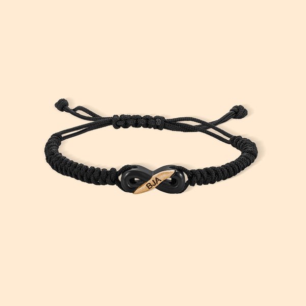 Personalized Buffalo Bone Infinity Adjustable Bracelet with Engraved Monogram Valentine's Day Gift for Couple
