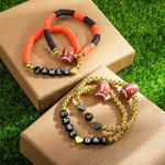 Gepersonaliseerde 4 stuks Football Game Day stapelbare armband sport team sieraden Gift voor voetbalfans voetbal moeder