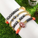 Gepersonaliseerde 4 stuks Football Game Day stapelbare armband sport team sieraden Gift voor voetbalfans voetbal moeder