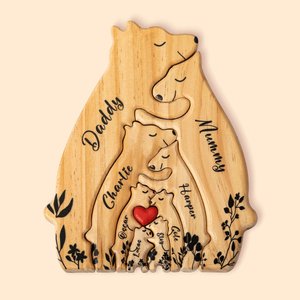 Puzzle Familial Personnalisé avec Noms Casse-Tête en Bois Décor de Bureau Cadeau pour Famille Anniversaire Fête des Mères