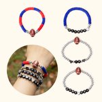 Gepersonaliseerde 4 stuks Football Game Day stapelbare armband sport team sieraden Gift voor voetbalfans voetbal moeder