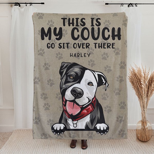 Personalizzato Questo è il mio divano Vai a sederti laggiù Coperta con stampa a zampa di animale domestico Regalo di compleanno per gli amanti del can