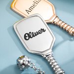 Portachiavi personalizzato con nome inciso della racchetta da pickleball in acciaio inossidabile con mini charm per pickleball Accessorio per zaino pe 2