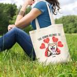 Personalized This Human Belong To Cute Cat Dog Tote Bag Reusable Shopping Bag with Heart Paw Print Birthday Gift for Pet Lover Owner