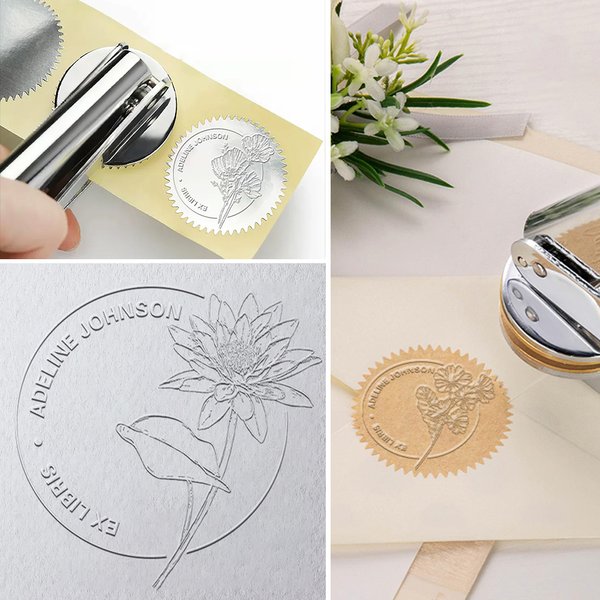 Personalisierte Exlibris Geburt Blume Buch Embosser Hand Held Embosser Prägestempel mit Namen Geburtstag Geschenk für Buchliebhaber Familie