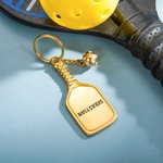 Portachiavi personalizzato con nome inciso della racchetta da pickleball in acciaio inossidabile con mini charm per pickleball Accessorio per zaino pe 3