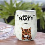 Gobelet à vin personnalisé 20oz Trouble Maker avec 1-6 Pet Design Paw Prints Cadeau pour l'amoureux des animaux de compagnie