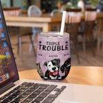 Gobelet à vin personnalisé 20oz Trouble Maker avec 1-6 Pet Design Paw Prints Cadeau pour l'amoureux des animaux de compagnie