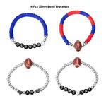 Gepersonaliseerde 4 stuks Football Game Day stapelbare armband sport team sieraden Gift voor voetbalfans voetbal moeder