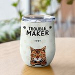 Gobelet à vin personnalisé 20oz Trouble Maker avec 1-6 Pet Design Paw Prints Cadeau pour l'amoureux des animaux de compagnie