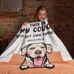 Couverture personnalisée This is Our Couch Go Sit Over There Cadeau d'anniversaire de pendaison de crémaillère pour propriétaire d'animal de compagnie