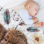 Manta Boho Floral Highland Vaca Personalizada con Nombre Manta Bebé Regalo para Bebé Niño Mujer Amante de las Vacas